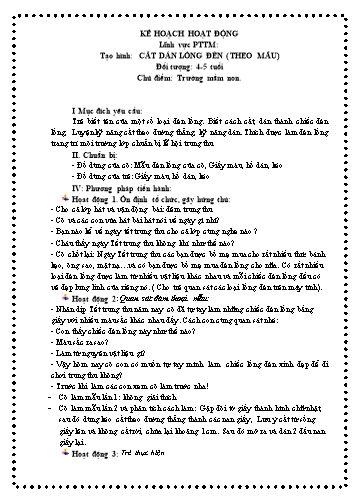 Giáo án mầm non Lớp Lá - Tạo hình: Cắt dán lồng đèn (Theo mẫu) - Nguyễn Thị Ngọc Nương
