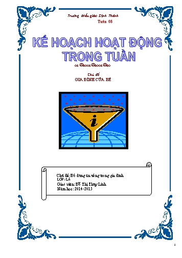 Giáo án mầm non Lớp Lá - Tuần 08 - Chủ đề: Đồ dùng ăn uống trong gia đình - Năm học 2014-2015 - Đỗ Thị Thùy Linh