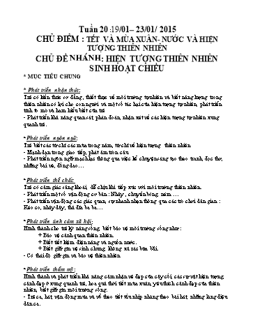 Giáo án mầm non Lớp Lá - Tuần 20 - Chủ đề: Hiện tượng thiên nhiên