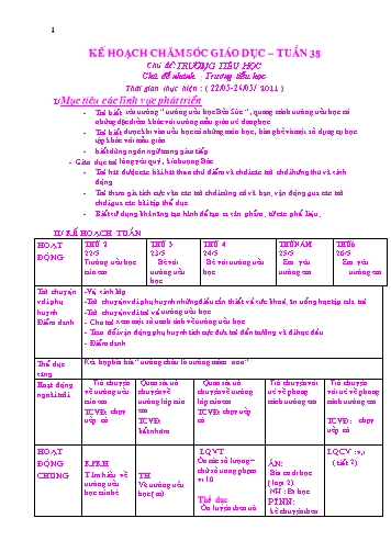 Giáo án mầm non Lớp Lá - Tuần 38 - Chủ đề: Trường Tiểu học