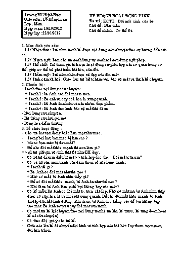 Giáo án mầm non Lớp Mầm - Chủ đề: Bản thân - Đề tài: Đôi mắt xinh của bé - Đỗ Hồng Loan