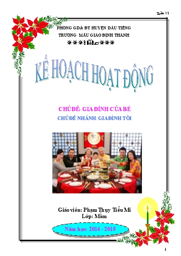 Giáo án mầm non Lớp Mầm - Chủ đề: Gia đình của Bé - Năm học 2014-2015 - Phạm Thụy Tiểu Mi - Trường Mẫu Giáo Định Thành