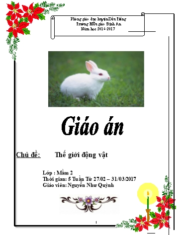Giáo án mầm non Lớp Mầm - Chủ đề: Thế giới động vật - Năm học 2016-2017 - Nguyễn Như Quỳnh