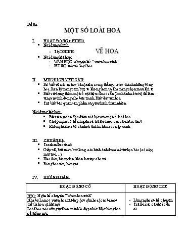 Giáo án mầm non Lớp Mầm - Đề tài: Một số loài hoa