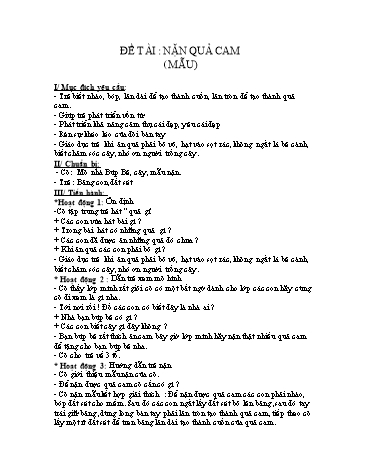 Giáo án mầm non Lớp Mầm - Đề tài: Nặn quả Cam