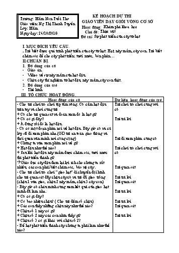 Giáo án mầm non Lớp Mầm - Hoạt động: Khám phá khoa học - Đề tài: Sự phát triển của cây từ hạt - Năm học 2018-2019 - Nguyễn Thị Thanh Tuyền - Trường mầm non Tuổi Thơ