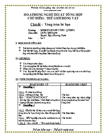 Giáo án mầm non Lớp Mầm - Hoạt động nghệ thuật tổng hợp - Chủ đề: Vòng tròn bạn bè - Lê Thị Mỹ Duyên