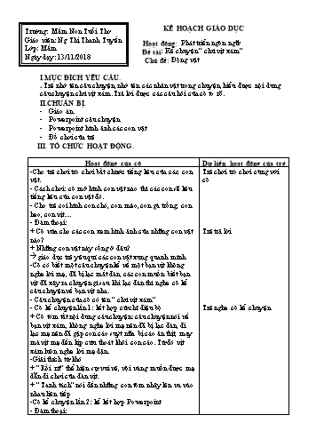 Giáo án mầm non Lớp Mầm - Hoạt động: Phát triển ngôn ngữ - Đề tài: Kể chuyện “ chú vịt xám” - Năm học 2018-2019 - Nguyễn Thị Thanh Tuyền - Trường mầm non Tuổi Thơ
