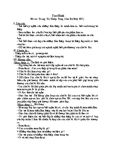 Giáo án mầm non Lớp Mầm - Tạo hình - Đề tài: Trang trí thiệp tặng chú Bộ Đội