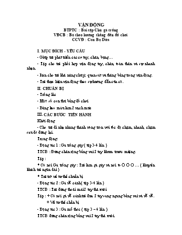 Giáo án mầm non Lớp Nhà trẻ - Bài tập vận động - Vận động cơ bản: Bò theo hướng thẳng đến đồ chơi