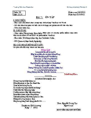 Giáo án môn Tin học Khối 3 - Tuần 28-30 - Nguyễn Thị Thu Hưởng