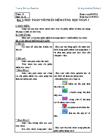 Giáo án môn Tin học Khối 3 - Tuần 31-35 - Nguyễn Thị Thu Hưởng