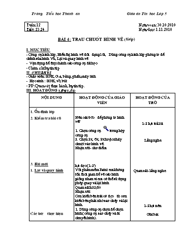 Giáo án Tin học Lớp 5 - Tuần 12-14 - Nguyễn Thị Thu Hưởng Giáo án Tin học Lớp 5 - Tuần 12-14 - Nguyễn Thị Thu Hưởng