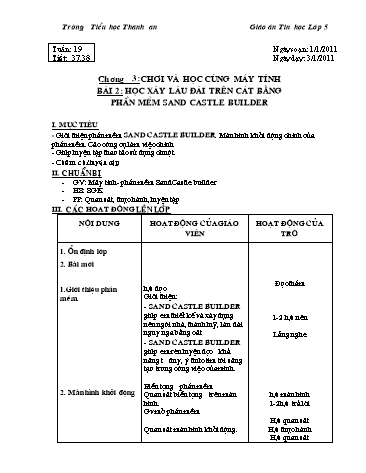 Giáo án Tin học Lớp 5 - Tuần 19-22 - Nguyễn Thị Thu Hưởng Giáo án Tin học Lớp 5 - Tuần 19-22 - Nguyễn Thị Thu Hưởng
