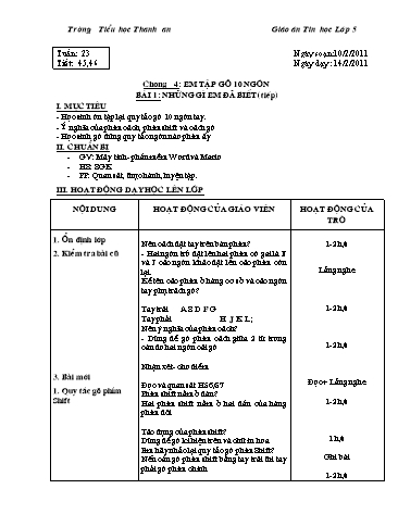 Giáo án Tin học Lớp 5 - Tuần 23-27 - Nguyễn Thị Thu Hưởng Giáo án Tin học Lớp 5 - Tuần 23-27 - Nguyễn Thị Thu Hưởng