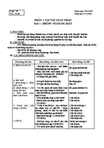 Giáo án Tin học Lớp 5 - Tuần 28-30 - Nguyễn Thị Thu Hưởng Giáo án Tin học Lớp 5 - Tuần 28-30 - Nguyễn Thị Thu Hưởng