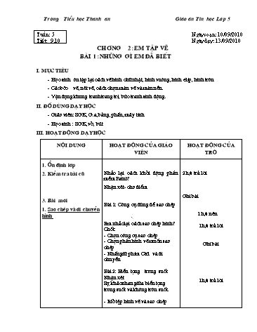 Giáo án Tin học Lớp 5 - Tuần 5-8 - Nguyễn Thị Thu Hưởng Giáo án Tin học Lớp 5 - Tuần 5-8 - Nguyễn Thị Thu Hưởng