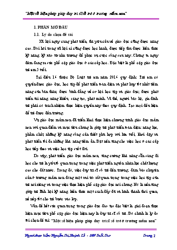 Sáng kiến kinh nghiệm Một số biện pháp giúp duy trì sĩ số trẻ ở trường mầm non