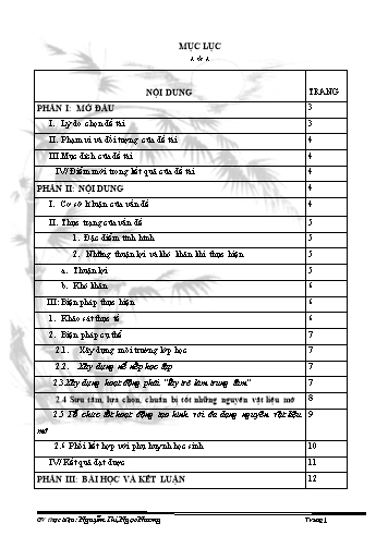 SKKN Biện pháp sử dụng nguyên vật liệu mở trong hoạt động tạo hình cho trẻ MG 4-5 tuổi đạt hiệu quả cao