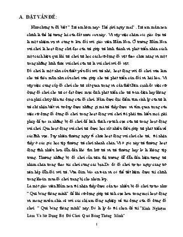 SKKN Kinh Nghiệm Làm Và Sử Dụng Bộ Đồ Chơi Quả Bóng Thông Minh