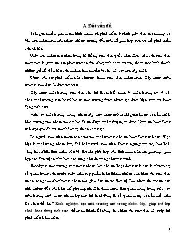 SKKN Kinh nghiệm tạo môi trường mở trong nhóm lớp, giúp trẻ lớp chồi hoạt động tích cực