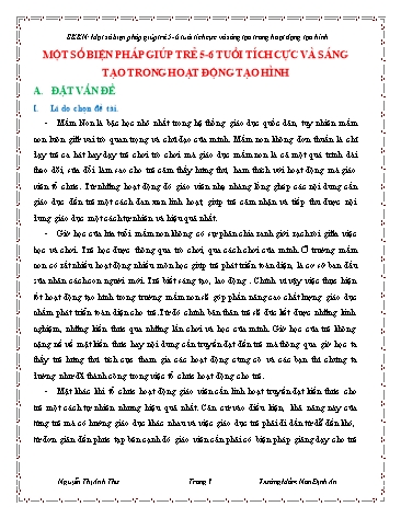 SKKN Một số biện pháp giúp trẻ 5- 6 tuổi tích cực và sáng tạo trong hoạt động tạo hình
