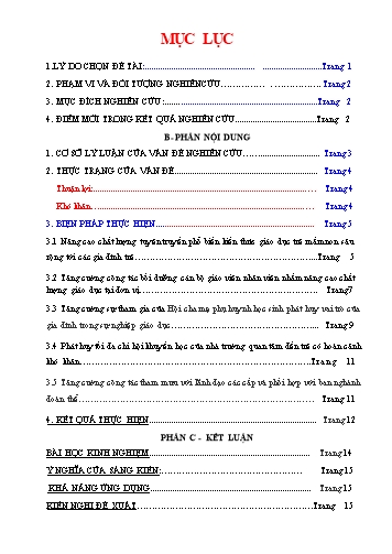 SKKN Một số biện pháp phối hợp giữa nhà trường và gia đình nhằm nâng cao chất lượng chăm sóc giáo dục trẻ mầm non