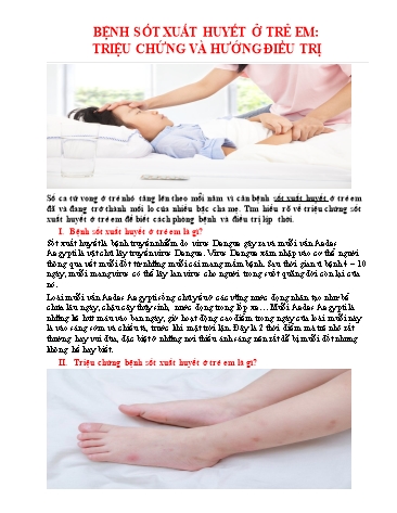Tài liệu Bệnh sốt xuất huyết ở trẻ em: Triệu chứng và hướng điều trị